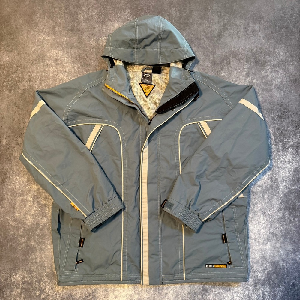 Vintage Oakley Software Mens XL Blue Hooded Shell Jacket Gorpcore Y2K‎ Utility